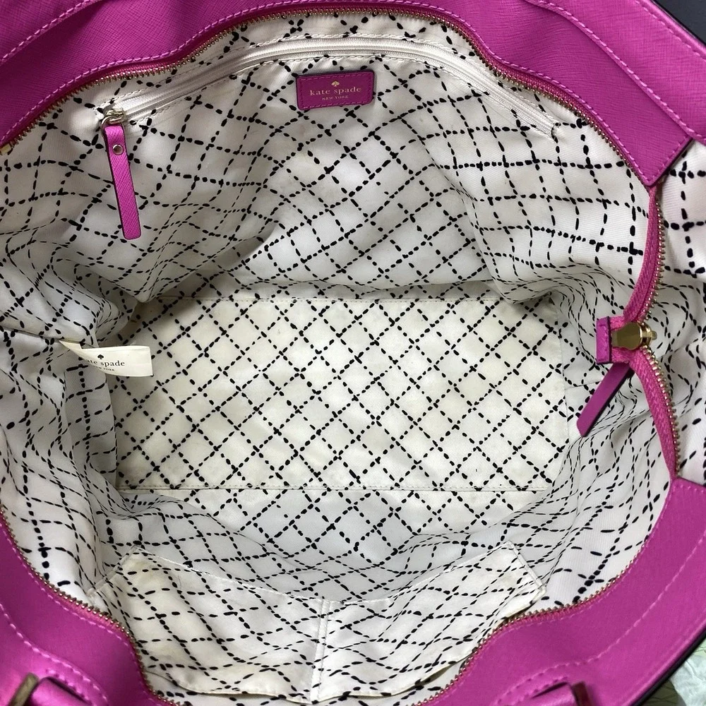 Kate Spade Handbag Hot Pink Satchel‎ Leather Tote Purse Shoulder bag 11x19x6
